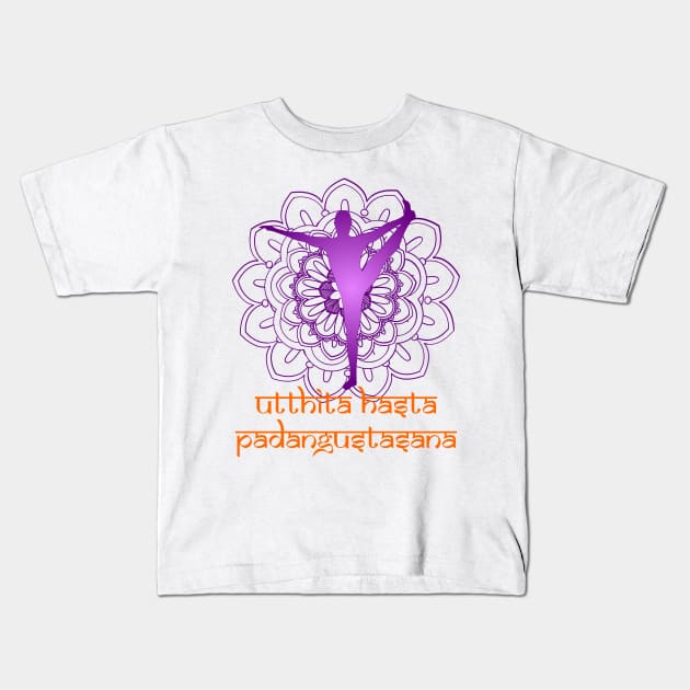 Utthiita Hasta Padgustasana Yoga Pose Kids T-Shirt by Geoji 